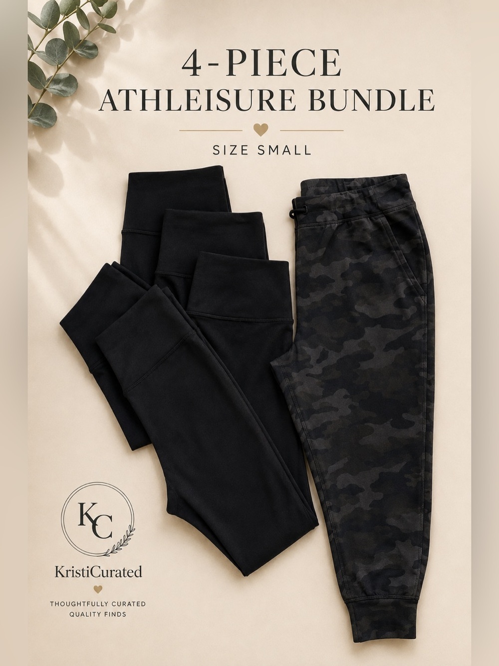 4-Piece Athleisure Bundle Size Small | Zobha Leggings & Camo Joggers